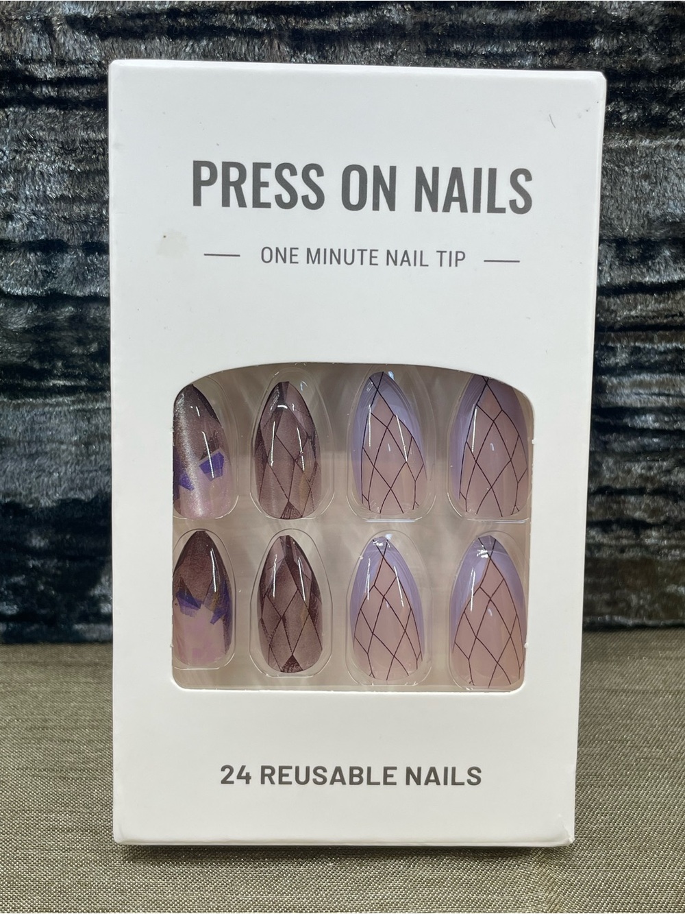 Press On Nails - Lavender Patterned Reusable Nail Tips 24 Count